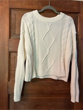 Quince Cream Cable Knit Scoopneck Sweater